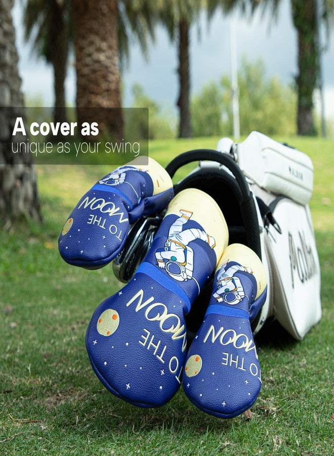 brdejc Golf Golf Headcovers The Moon Embroidery Driver Cover Fariway Wood Headcover Hybrid Covers Leather Golf Club Cover for Most Brand (for Fariway Wood) - Image 5