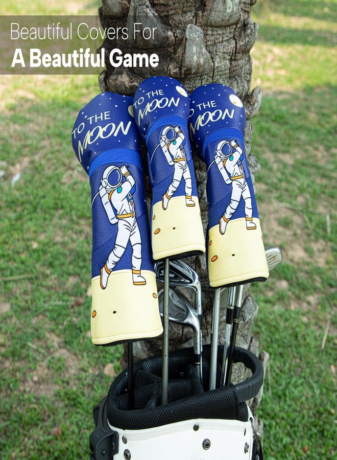 brdejc Golf Golf Headcovers The Moon Embroidery Driver Cover Fariway Wood Headcover Hybrid Covers Leather Golf Club Cover for Most Brand (for Fariway Wood) - Image 3