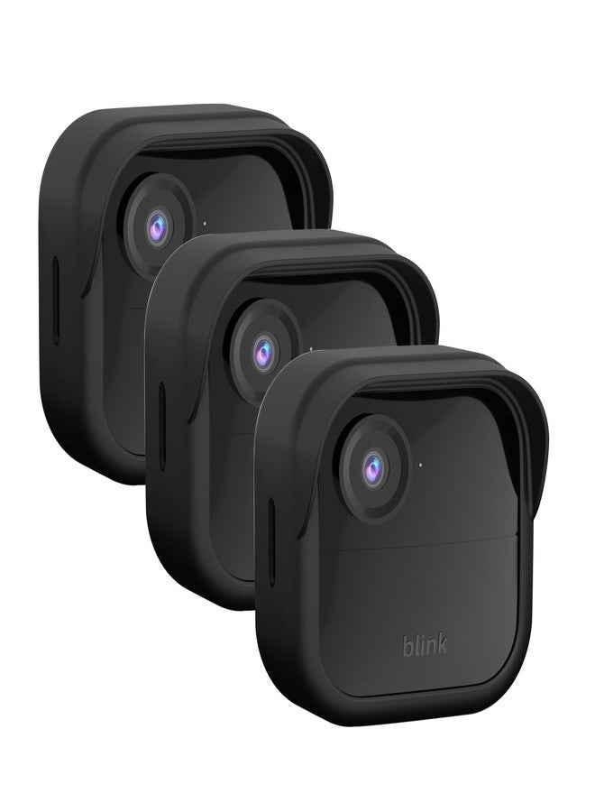 Qopoto Silicone Case Cover for All-New Blink Outdoor 4 (4th Gen) - Weatherproof Protective Skin Cover with Hat Brim for All-New Blink Outdoor 4 Smart Security Camera (Black, 3 Pack) - Image 1