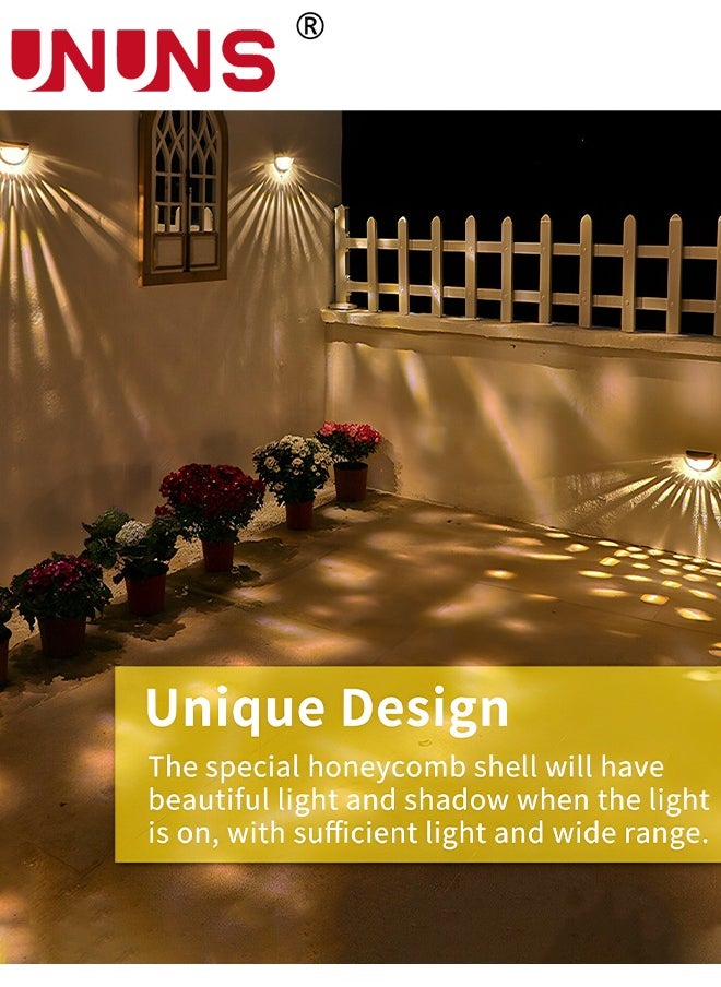 أضواء سياج تعمل بالطاقة الشمسية، قطعة واحدة من مصابيح حائط الحديقة الشمسية، مصابيح LED خارجية لاسلكية مقاومة للماء للسياج، مثالية لسياج السور وممر الفناء
