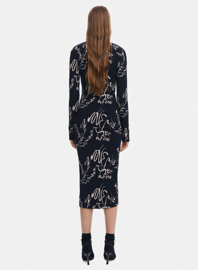 DESIGUAL Square neckline dress Lettering  - Image 4