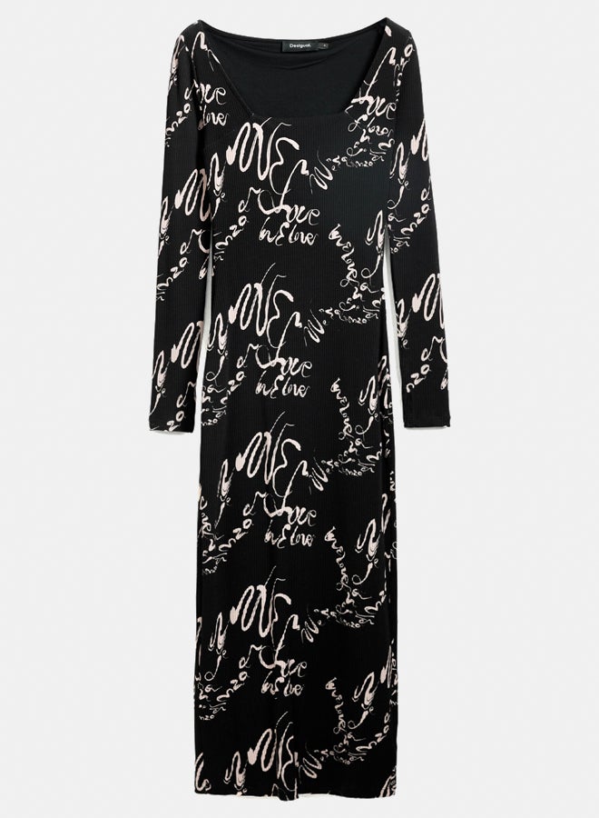DESIGUAL Square neckline dress Lettering  - Image 5