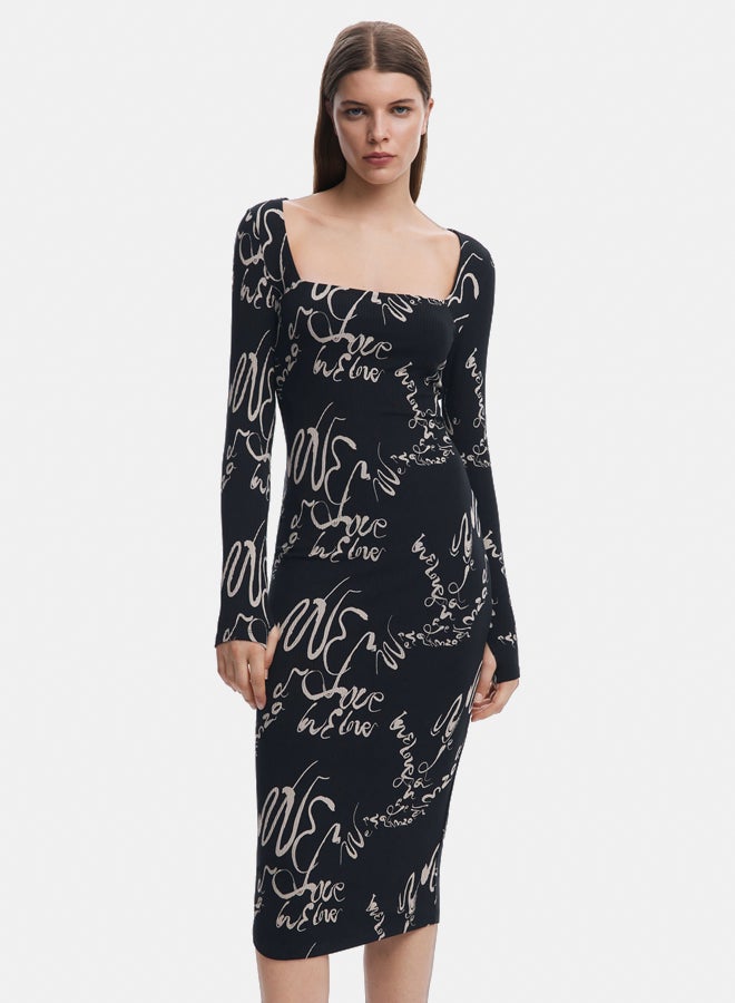 DESIGUAL Square neckline dress Lettering  - Image 2
