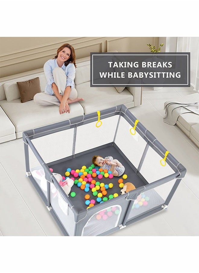 hibobi Baby Foldable Playpen with Mat, Safety Fence  with carry bag, Play Pen for Babies and Toddlers, Large Play Yard, Zipper Gate, Anti-Slip Suckers, 180x150x66cm  - Image 4