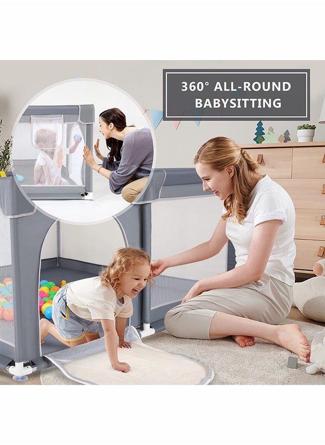 hibobi Baby Foldable Playpen with Mat, Safety Fence  with carry bag, Play Pen for Babies and Toddlers, Large Play Yard, Zipper Gate, Anti-Slip Suckers, 180x150x66cm  - Image 5
