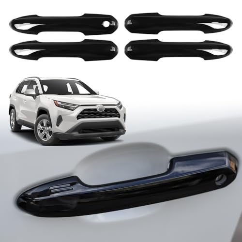 CKE Upgraded Snap-on Door Handle Protectors Compatible with Toyota Rav4 2019-2025 for Highlander 2020-2025 for Crown 2023-2025 Car Exterior Door Handle Cover Trims -Glossy Black - Image 1