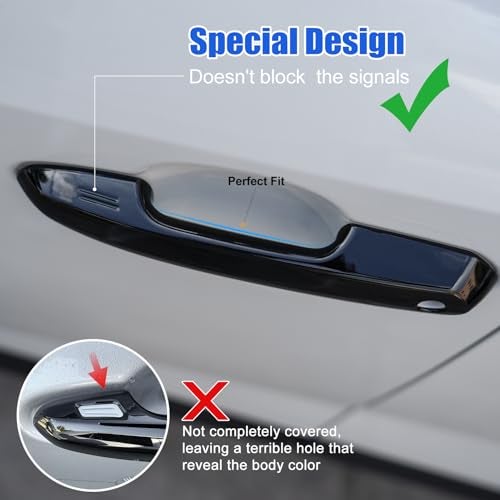 CKE Upgraded Snap-on Door Handle Protectors Compatible with Toyota Rav4 2019-2025 for Highlander 2020-2025 for Crown 2023-2025 Car Exterior Door Handle Cover Trims -Glossy Black - Image 3