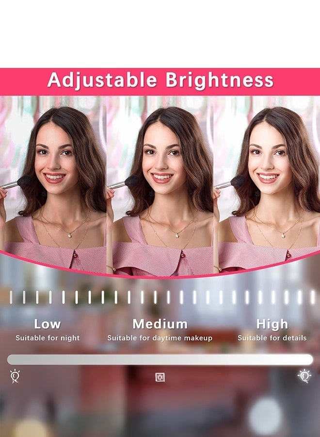 WALALLA 50×40cm Lighted Vanity Mirror with Dimmable LED Lights - 3 Color Modes, Smart Touch Control & 360° Rotating Base - Desk Makeup Mirror Metal frame (White) - Image 3