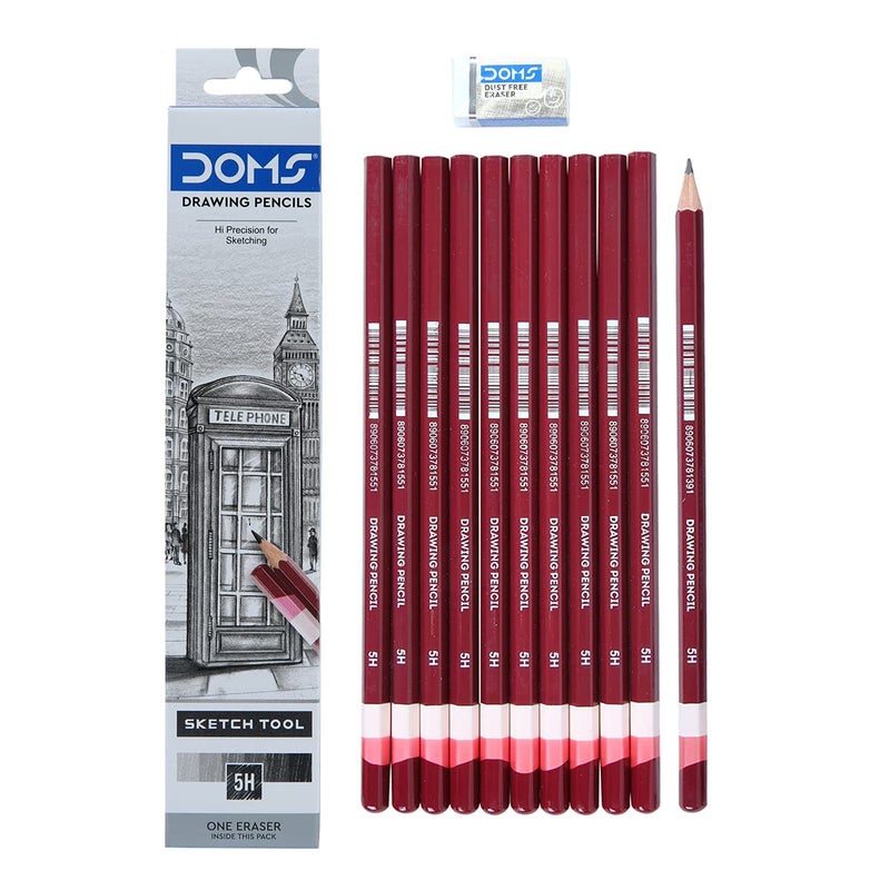 DOMS Doms Drawing & Sketching 5H Graphite Pencils (Pack of 10 x 4 Set) (DM8270P4)  - Image 1