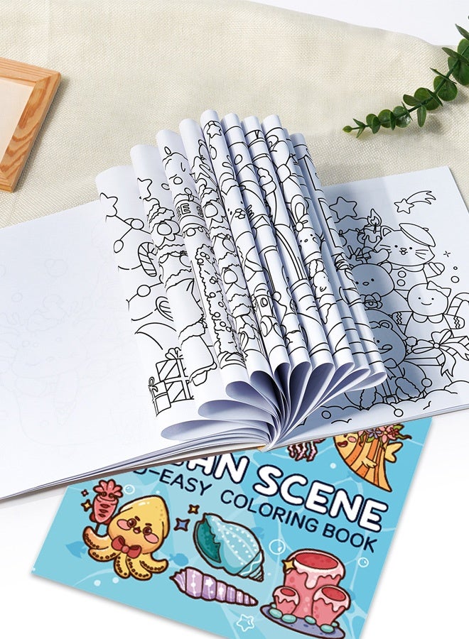 tangs Cute & Comfy Coloring Book Gift Set (4 Books, 40 Pages Each) - Little Cuddles, INTO Gardens, Ocean Scene, Spooky Hygge - Thick Paper, Single-Page Design, Stress Relief for Adults & Kids - Perfect Creative Gift for Artists & Families - Image 3