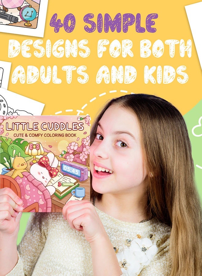 tangs Cute & Comfy Coloring Book Gift Set (4 Books, 40 Pages Each) - Little Cuddles, INTO Gardens, Ocean Scene, Spooky Hygge - Thick Paper, Single-Page Design, Stress Relief for Adults & Kids - Perfect Creative Gift for Artists & Families - Image 2