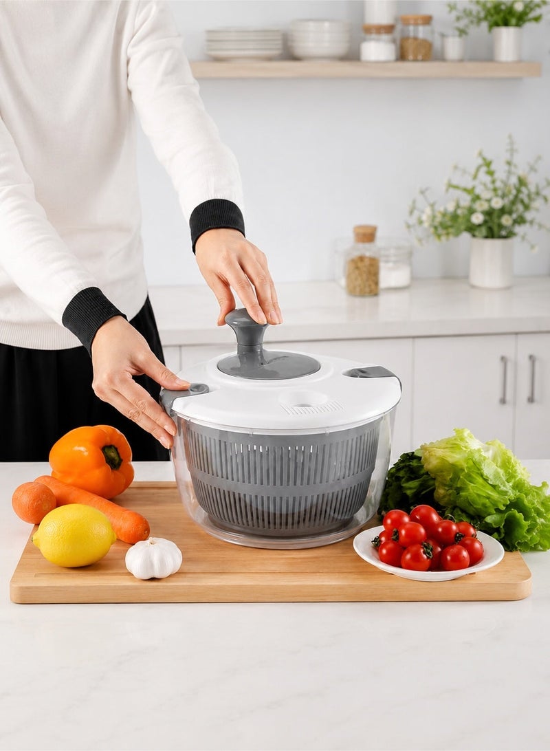 Master Gold Manual Vegetable Dryer 5L Large Rotating Handle | Professional Salad Dryer with Clear Bowl and Inner Basket | Quickly Dry Lettuce, Herbs, Fruits, Practical Kitchen Tool - Image 2