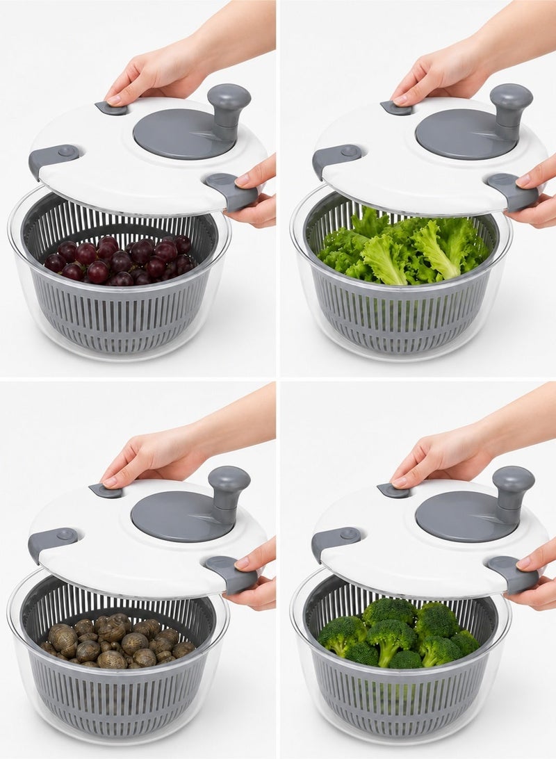 Master Gold Manual Vegetable Dryer 5L Large Rotating Handle | Professional Salad Dryer with Clear Bowl and Inner Basket | Quickly Dry Lettuce, Herbs, Fruits, Practical Kitchen Tool - Image 4