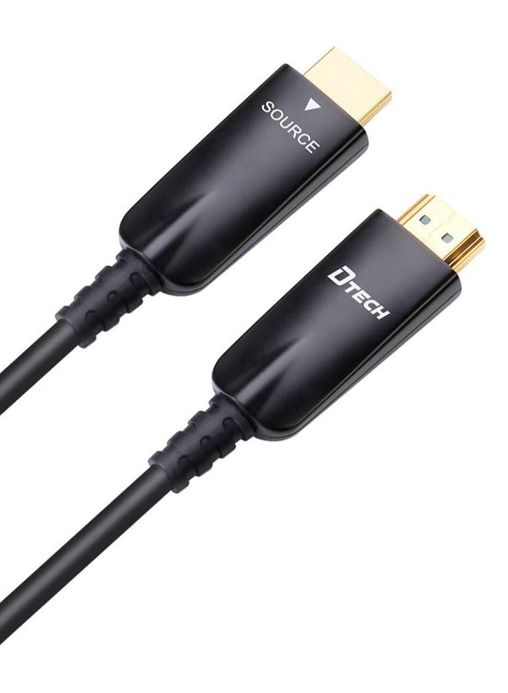 DTECH 50m Fiber Optic HDMI Cable (164ft) | 4K@30Hz, 1080p@60Hz | High Speed 10.2Gbps | HDR, 3D, HDCP, CEC | Ultra Slim Lightweight, EMI-Free Long Distance HDMI Cord – Black - Image 1