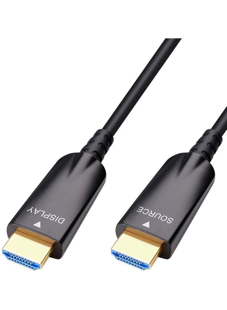DTECH 50m Fiber Optic HDMI Cable (164ft) | 4K@30Hz, 1080p@60Hz | High Speed 10.2Gbps | HDR, 3D, HDCP, CEC | Ultra Slim Lightweight, EMI-Free Long Distance HDMI Cord – Black - Image 2