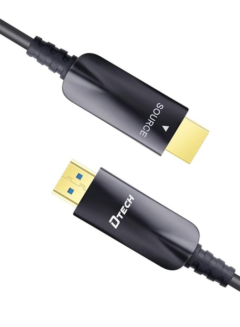 DTECH 50m Fiber Optic HDMI Cable (164ft) | 4K@30Hz, 1080p@60Hz | High Speed 10.2Gbps | HDR, 3D, HDCP, CEC | Ultra Slim Lightweight, EMI-Free Long Distance HDMI Cord – Black - Image 5