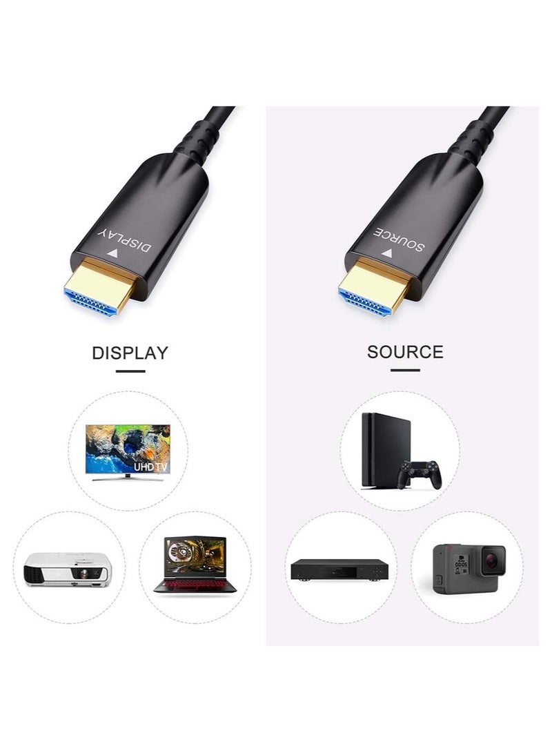 DTECH 50m Fiber Optic HDMI Cable (164ft) | 4K@30Hz, 1080p@60Hz | High Speed 10.2Gbps | HDR, 3D, HDCP, CEC | Ultra Slim Lightweight, EMI-Free Long Distance HDMI Cord – Black - Image 4