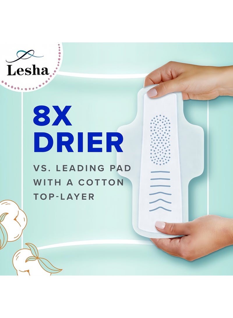 Lesha 50 Count Maxi Overnight Pads with Wings for Women, 360mm Long, 100% Cotton Top Layer, Extra Heavy Overnight Absorbency, Unscented - Image 2