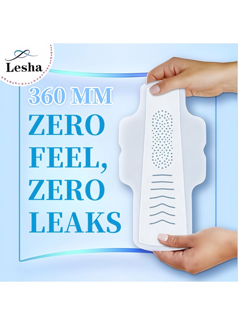 Lesha 50 Count Maxi Overnight Pads with Wings for Women, 360mm Long, 100% Cotton Top Layer, Extra Heavy Overnight Absorbency, Unscented - Image 5