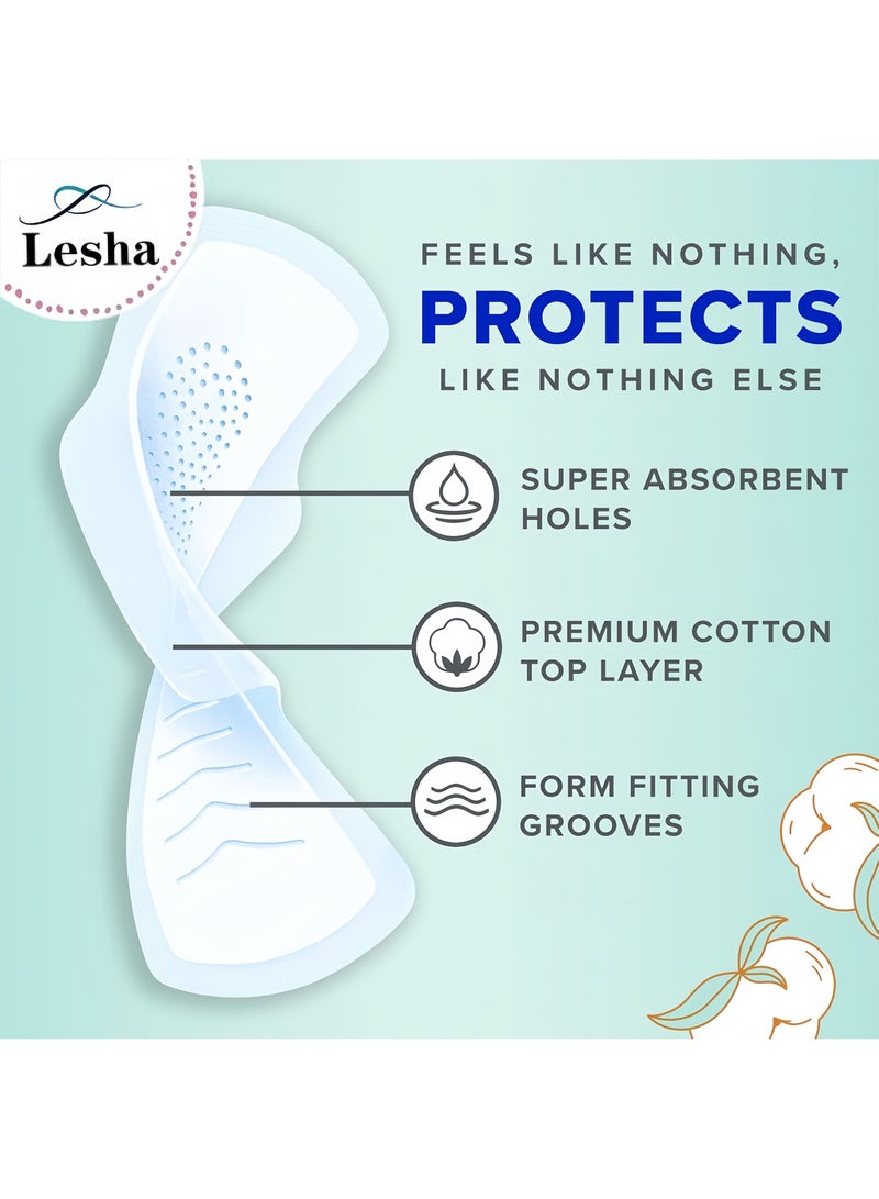 Lesha 50 Count Maxi Overnight Pads with Wings for Women, 360mm Long, 100% Cotton Top Layer, Extra Heavy Overnight Absorbency, Unscented - Image 3