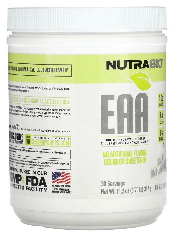 NutraBio EAA Raw Unflavored 0.70 lb (317 g) - Image 2