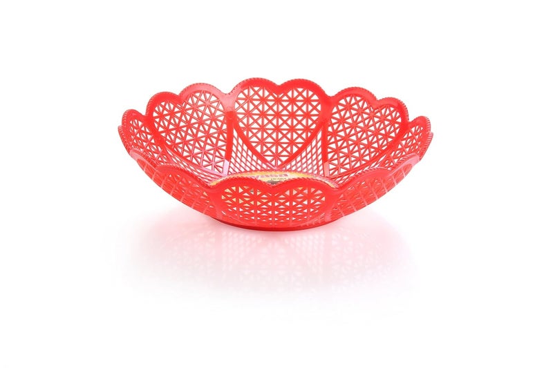 Nayasa Heart 3 Piece Plastic Fruit Basket Set Fruit Basket for Kitchen Plastic Tokri for Vegetables Plastic Baskets for Vegetables 298 cm X 298 cm X 8 cm Red - Image 3