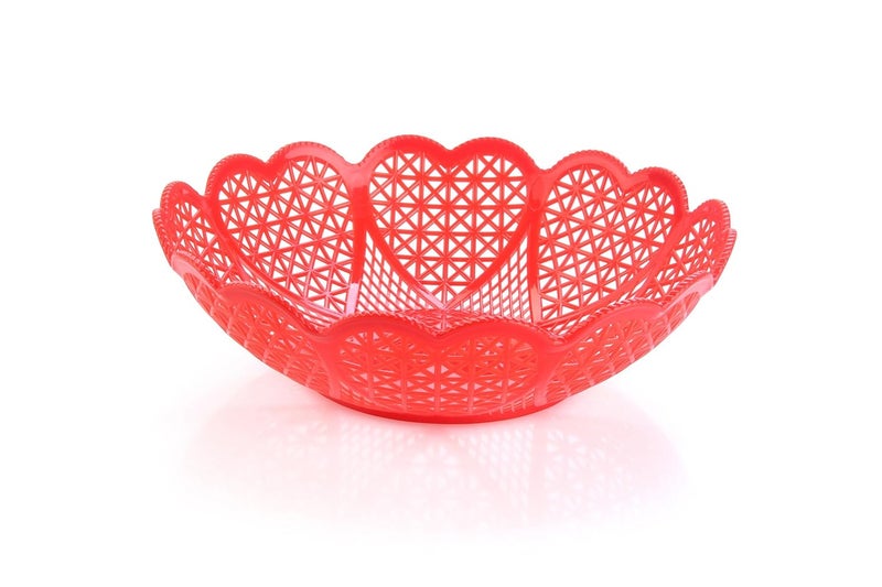 Nayasa Heart 3 Piece Plastic Fruit Basket Set Fruit Basket for Kitchen Plastic Tokri for Vegetables Plastic Baskets for Vegetables 298 cm X 298 cm X 8 cm Red - Image 4
