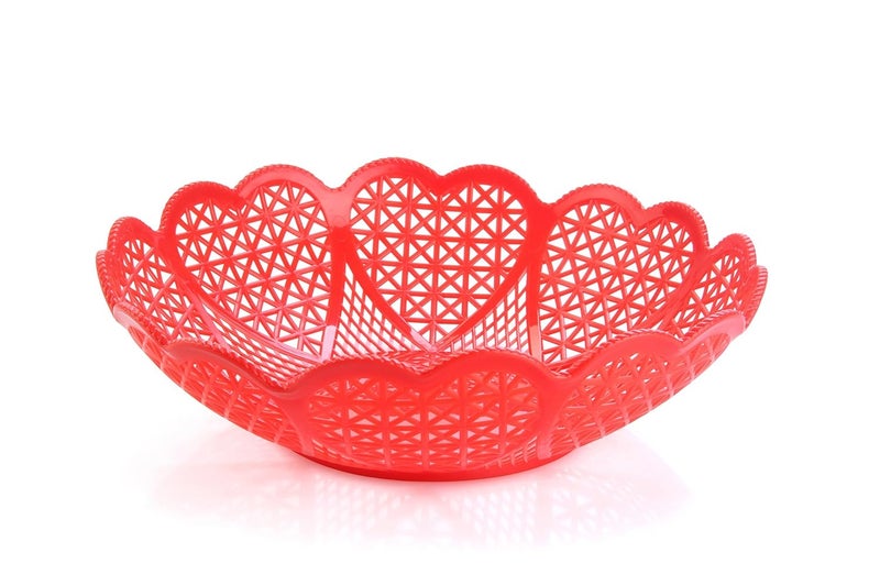 Nayasa Heart 3 Piece Plastic Fruit Basket Set Fruit Basket for Kitchen Plastic Tokri for Vegetables Plastic Baskets for Vegetables 298 cm X 298 cm X 8 cm Red - Image 5