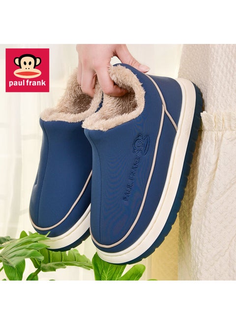 Paul Frank Big Mouth Monkey Cotton Slippers Men's Autumn And Winter Wear-resistant Home Thick-soled Couple Pack With Postpartum Cotton Shoes Women 504 Blue 290