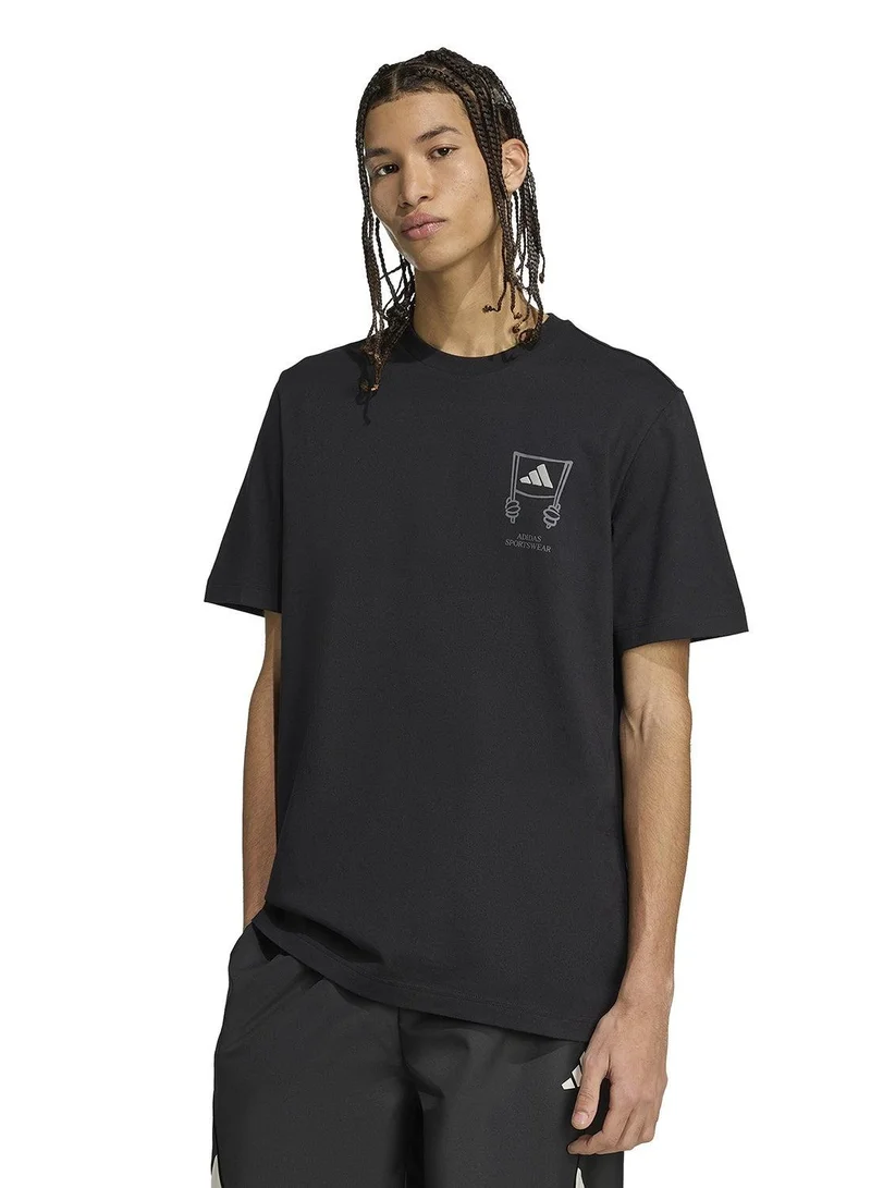 Adidas M Stad Crowd T Black Training T-Shirts For Men XS