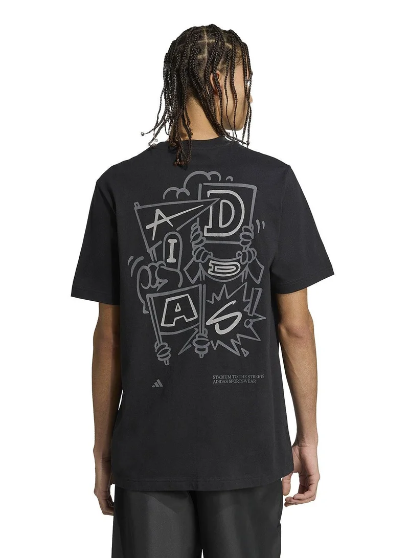 Adidas M Stad Crowd T Black Training T-Shirts For Men XS