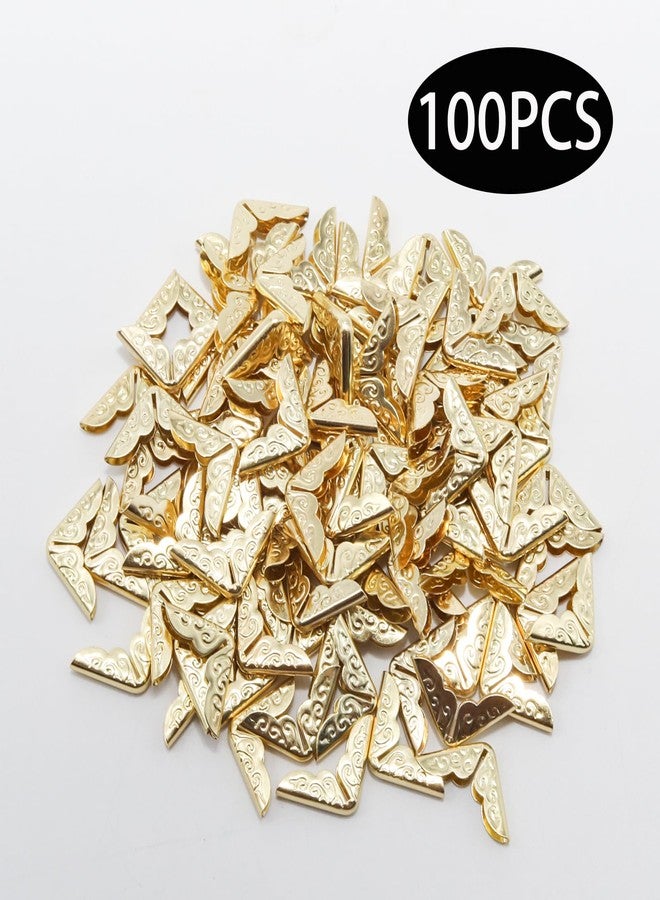 Adyoney 100Pcs 15mm / 3/5" Gold Metal Book Corner Protectors, Vintage Photo Corner Protector, for Scrapbooking, Photo Albums, Menus, and Folders, Vintage Style Book Edge Guards - Image 3