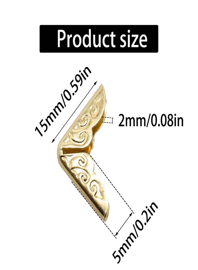 Adyoney 100Pcs 15mm / 3/5" Gold Metal Book Corner Protectors, Vintage Photo Corner Protector, for Scrapbooking, Photo Albums, Menus, and Folders, Vintage Style Book Edge Guards - Image 2