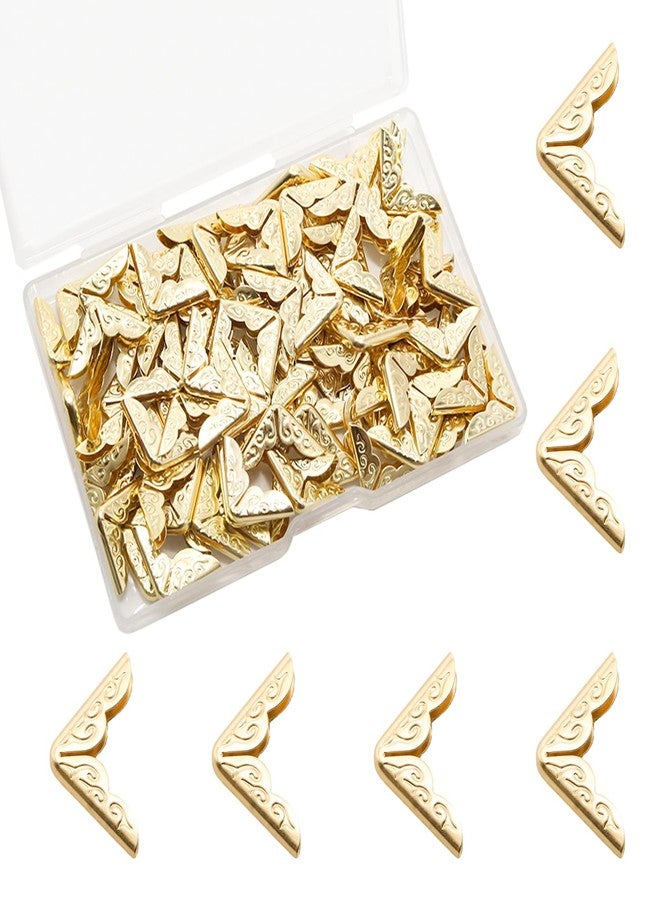 Adyoney 100Pcs 15mm / 3/5" Gold Metal Book Corner Protectors, Vintage Photo Corner Protector, for Scrapbooking, Photo Albums, Menus, and Folders, Vintage Style Book Edge Guards - Image 1