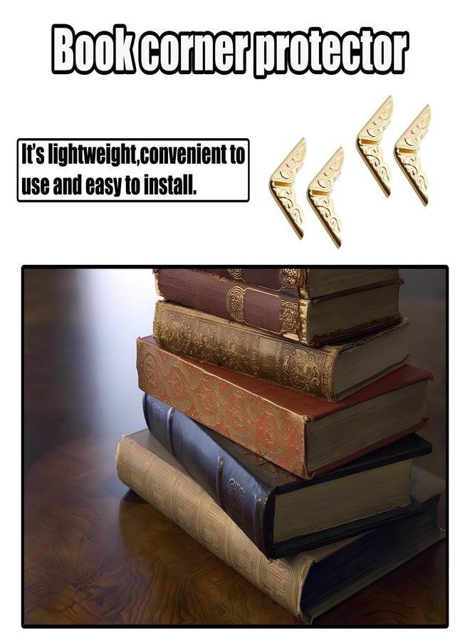 Adyoney 100Pcs 15mm / 3/5" Gold Metal Book Corner Protectors, Vintage Photo Corner Protector, for Scrapbooking, Photo Albums, Menus, and Folders, Vintage Style Book Edge Guards - Image 4