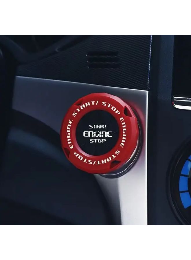 Red And Black Dual Color Rotary Switch Car Decorative Cover With One Click Start - Image 1