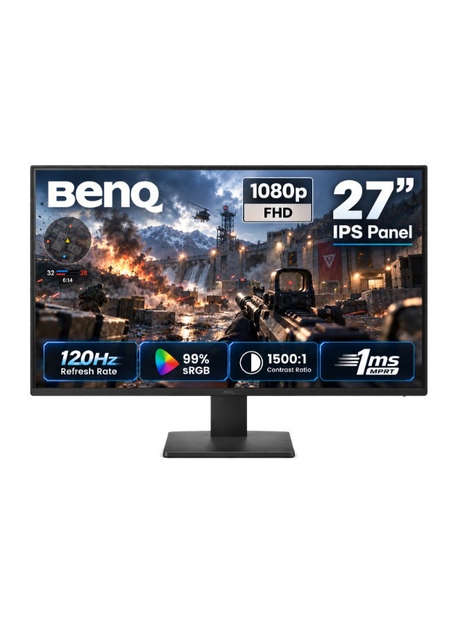 بين كيو [موديل 2026] شاشة BenQ GW2791P مقاس 27 بوصة بدقة FHD، لوحة IPS، معدل تحديث 120 هرتز، تغطية 99% من ألوان sRGB، زمن استجابة 1 مللي ثانية MPRT، تقنية حماية العين، معتمدة Eyesafe، منفذ HDMI 1.4، منفذ DisplayPort 1.2، VESA MediaSync، حواف فائقة النحافة، وتقنية تقليل الضوء الأزرق black - Image 1