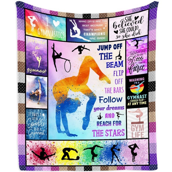 GYMNAST LOVES GYMNASTICS KIDS BLANKET BIRTHDAY GIFT 50X40 FOR GIRLS LIGHTWEIGHT SOFT WARM COZY FUZZY THROWS BLANKETS FOR DAUGHTER GRANDDAUGHTER FRIENDS FOR BEDROOM SOFA COUCH HOME DECOR