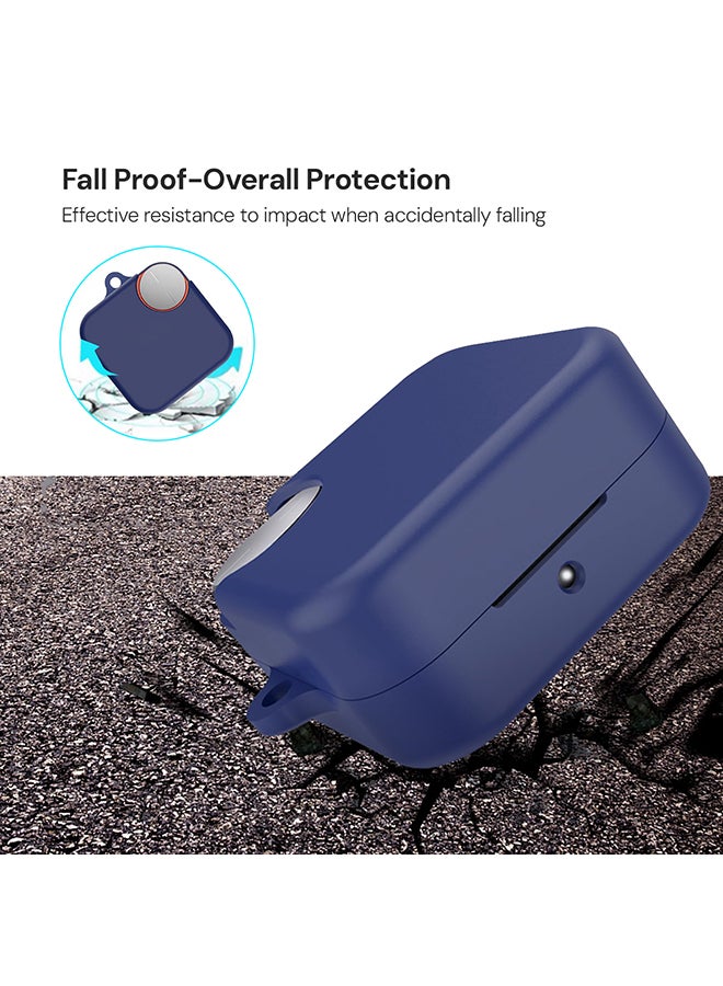 O Ozone Silicone Case For CMF By Nothing Buds Pro 2, Shockproof and Scratch-Resistant Full-Body Protection Cover with Anti-Lost Keychain- Dark Blue  - Image 4