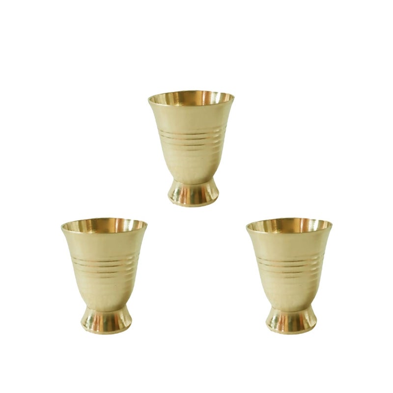 Salvus APP SOLUTIONS Elegant and Intricate Brass Small Glass for Exquisite Tabletop Dcor Set of 3 Golden_25x3 inch - Image 1