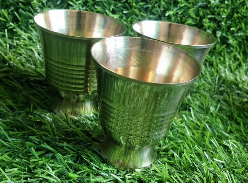 Salvus APP SOLUTIONS Elegant and Intricate Brass Small Glass for Exquisite Tabletop Dcor Set of 3 Golden_25x3 inch - Image 4