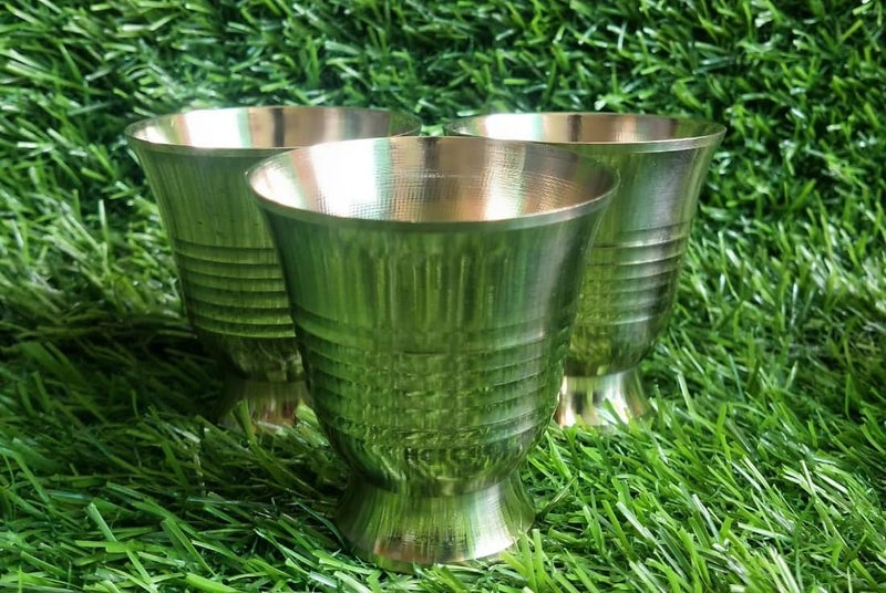 Salvus APP SOLUTIONS Elegant and Intricate Brass Small Glass for Exquisite Tabletop Dcor Set of 3 Golden_25x3 inch - Image 2