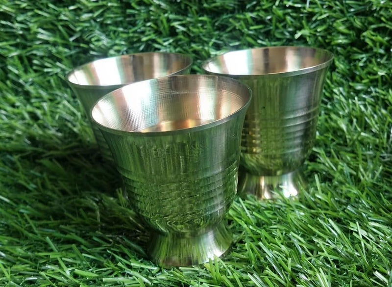 Salvus APP SOLUTIONS Elegant and Intricate Brass Small Glass for Exquisite Tabletop Dcor Set of 3 Golden_25x3 inch - Image 5