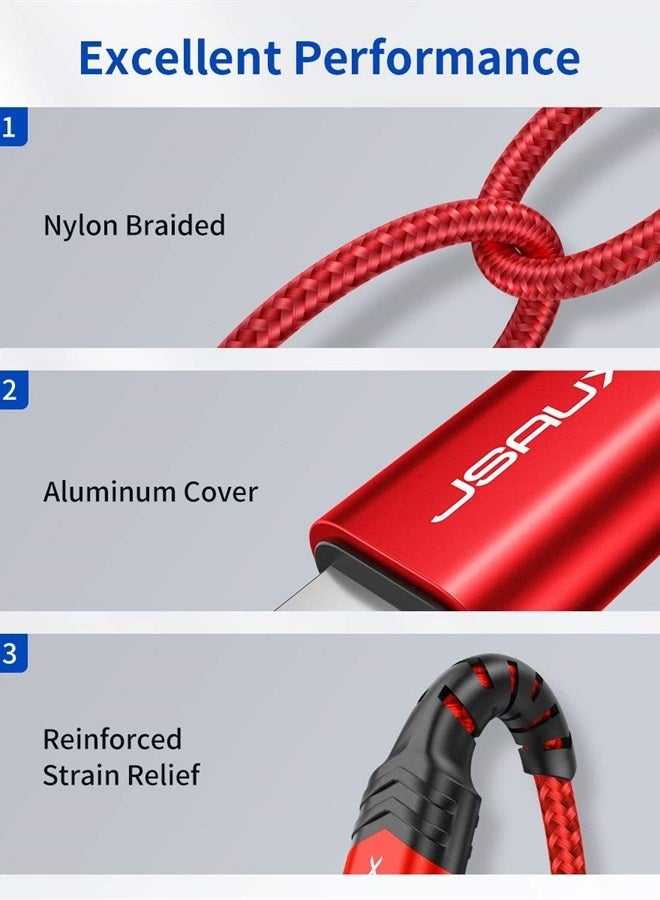 jsaux Lightning to 3.5mm iPhone AUX Cord Headphones Jack Compatible with iPhone 14/14 Plus/14Pro/13/13 Pro Max/12/12 Pro/11/X/XS/XR/8/Car Stereo, 6FT, [Apple MFi Certified] -Red