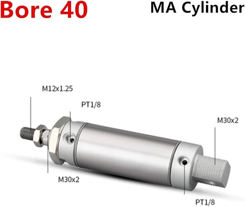 Stainless Steel Mini Cylinder MA40 Bore 40 Size MA40x25 MA40x50 MA40x75 MA40x100 MA40x125 - Image 3