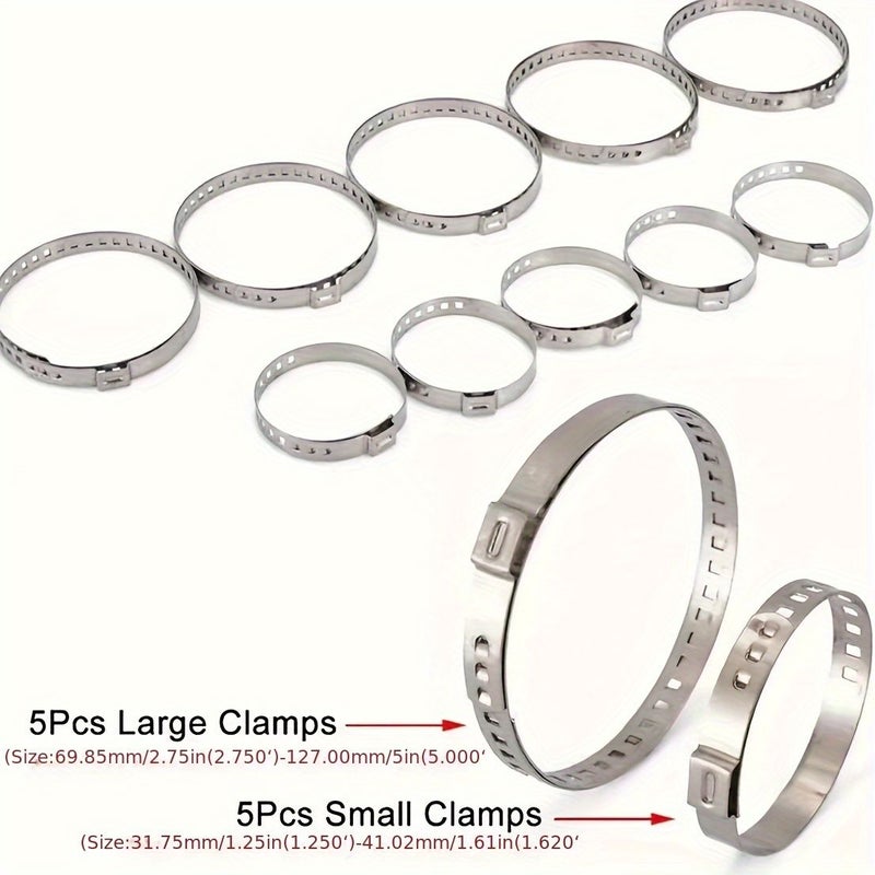 Universal CV Joint Boot Clamp Kit 10Pcs Small Large Stainless Steel - Image 3