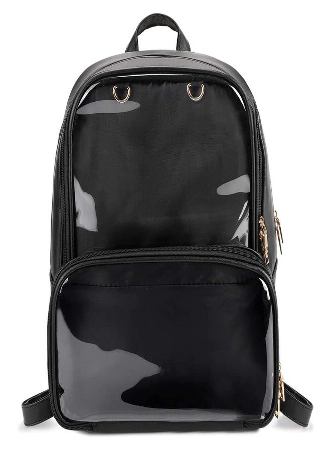 STEAMEDBUN Ita Bag Double Window Candy PU Leather Backpack Kawaii Pins Bag with insert(Black-Large) - Image 1