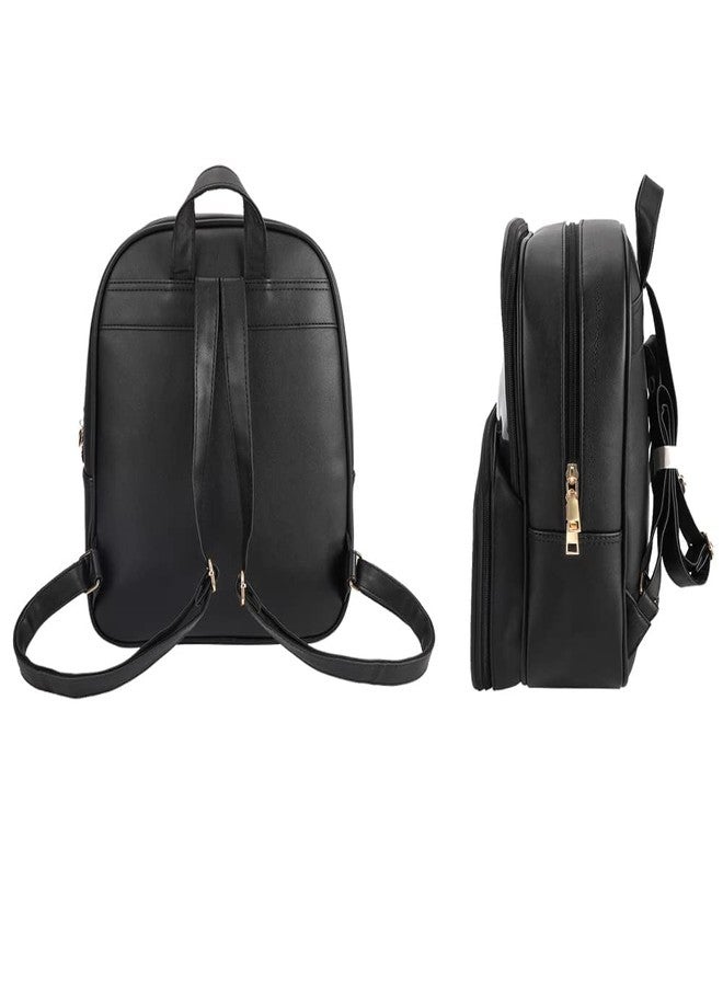 STEAMEDBUN Ita Bag Double Window Candy PU Leather Backpack Kawaii Pins Bag with insert(Black-Large) - Image 4