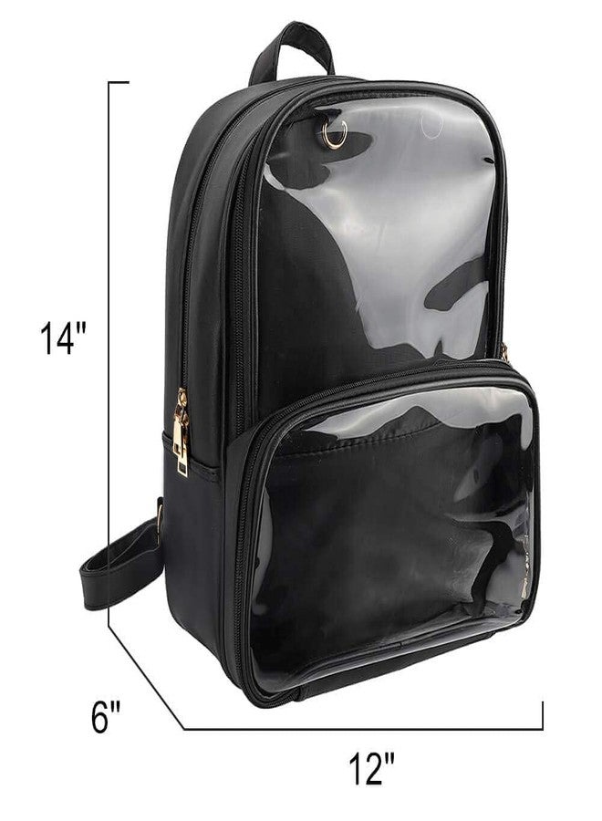 STEAMEDBUN Ita Bag Double Window Candy PU Leather Backpack Kawaii Pins Bag with insert(Black-Large) - Image 3