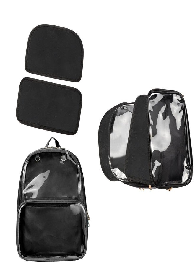 STEAMEDBUN Ita Bag Double Window Candy PU Leather Backpack Kawaii Pins Bag with insert(Black-Large) - Image 2
